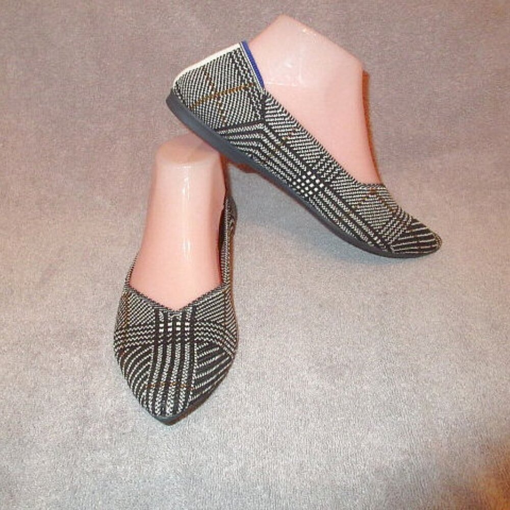 Rothy's The Point II Glen Plaid Ballet Flats Size 8 Comfort Slip On Cushioned
